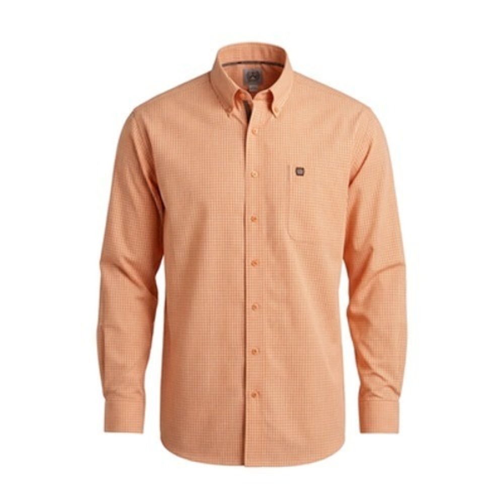 Cinch Western Shirt Men L Orange Check Button Down Long Sleeve Cowboy Rodeo Work